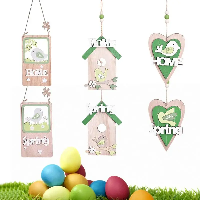 Welcome Spring Sign 6pcs Wooden Letter Front Door Sign Easter Door Ornaments Front Door Sign Rustic Spring Easter Door Hanger