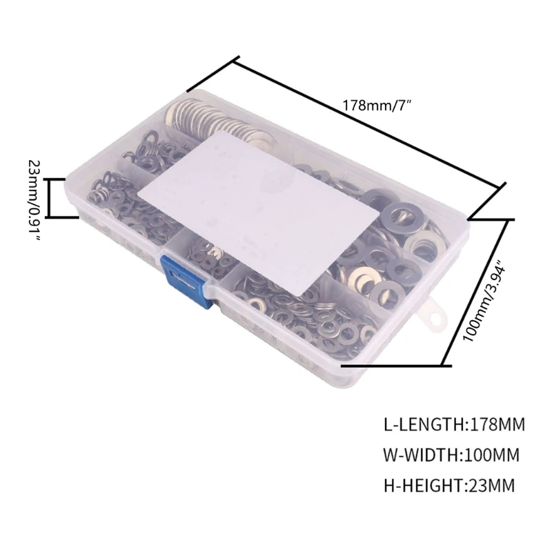 720Pcs Stainless Steel Flat Washers Hardware Set 7 Size 3/4/5/6/8/10/12