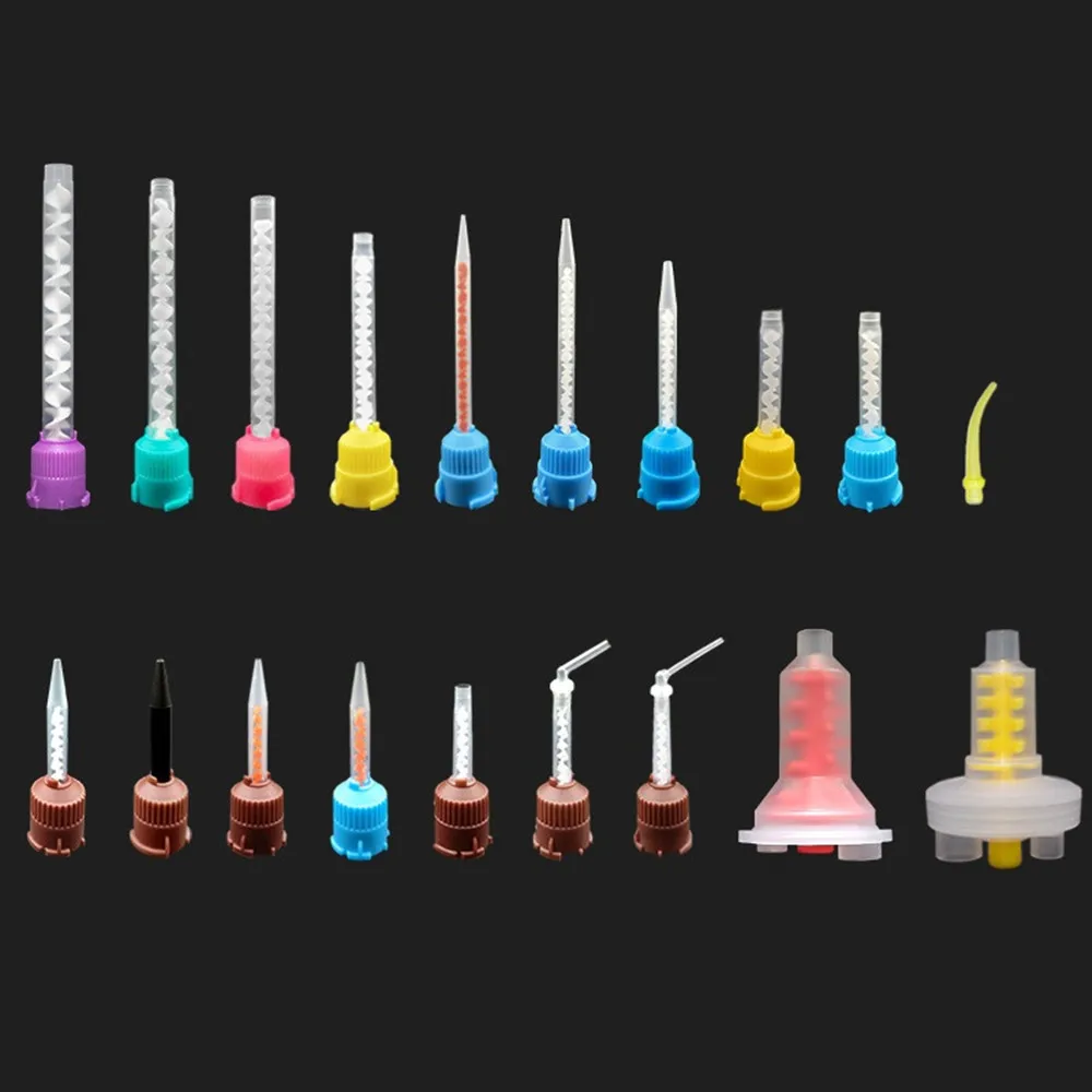 50pcs Dental Mixing Tips Disposable Silicone Rubber Mixing Head Dentistry Materials Silicone Rubber Gun Conveying Mixing Tubes