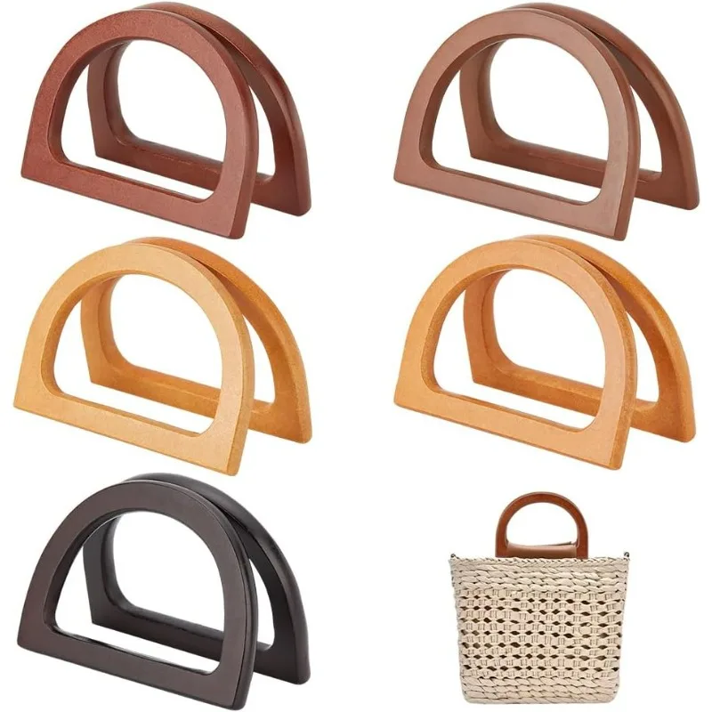 

10PCS Wooden Bag Handles for Bag Making, 5 Colors Handbag Replacement Handle Decorative Purse Making Supplies for Summer