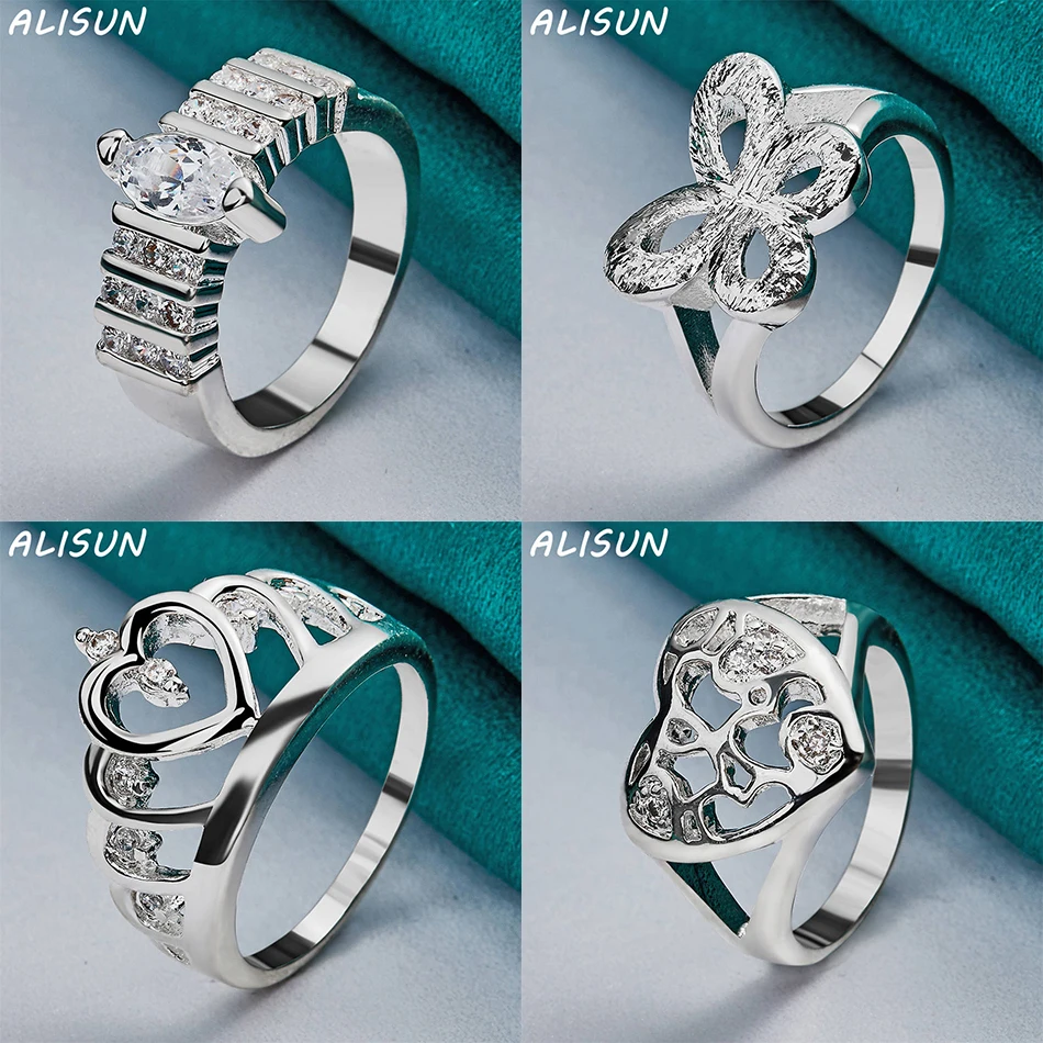 

ALISUN 925 Sterling Silver Size 7-10 Geometric Ring For Women Men Grace Jewelry Trend Fashionable Birthday Party Gifts