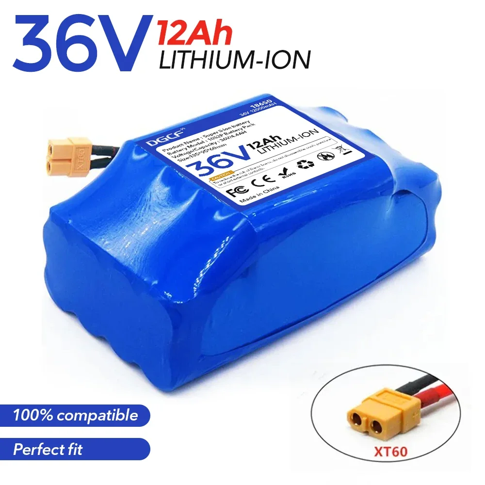 

36V Battery Pack 12Ah Rechargeable Lithium Ion Battery for Electric Self Balancing Scooter HoverBoard Unicycle