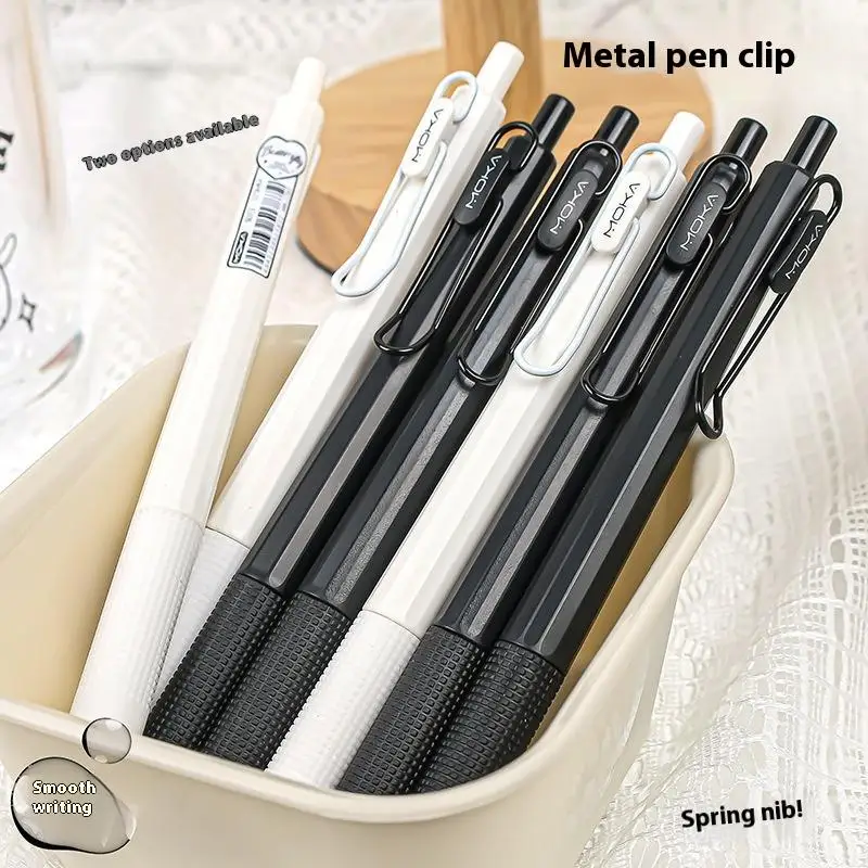 

6 шт./компл., выдвижная гелевая ручка, 0,5 мм, черные чернила, гладкая силиконовая ручка для письма, наконечник ST, быстросохнущие чернила, без размазывания