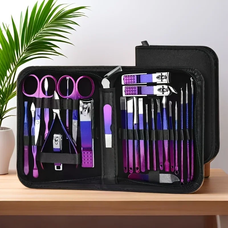 

6/9/18/26/30Pcs Set Professional Stainless Steel Manicure Pedicure Kit Precision Nail Care Travel Case with Nail Clipper Scissor