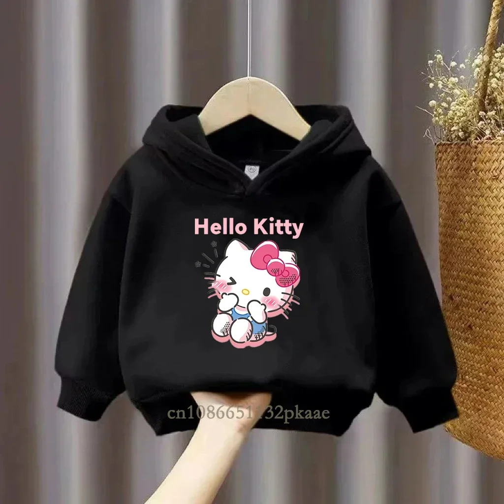 Kawaii Hello Kitty Hoodie Kids Clothes Girls Clothing Fashion Boys Clothes Autumn Warm Sweatshirt Children Pullover Hoodie Tops