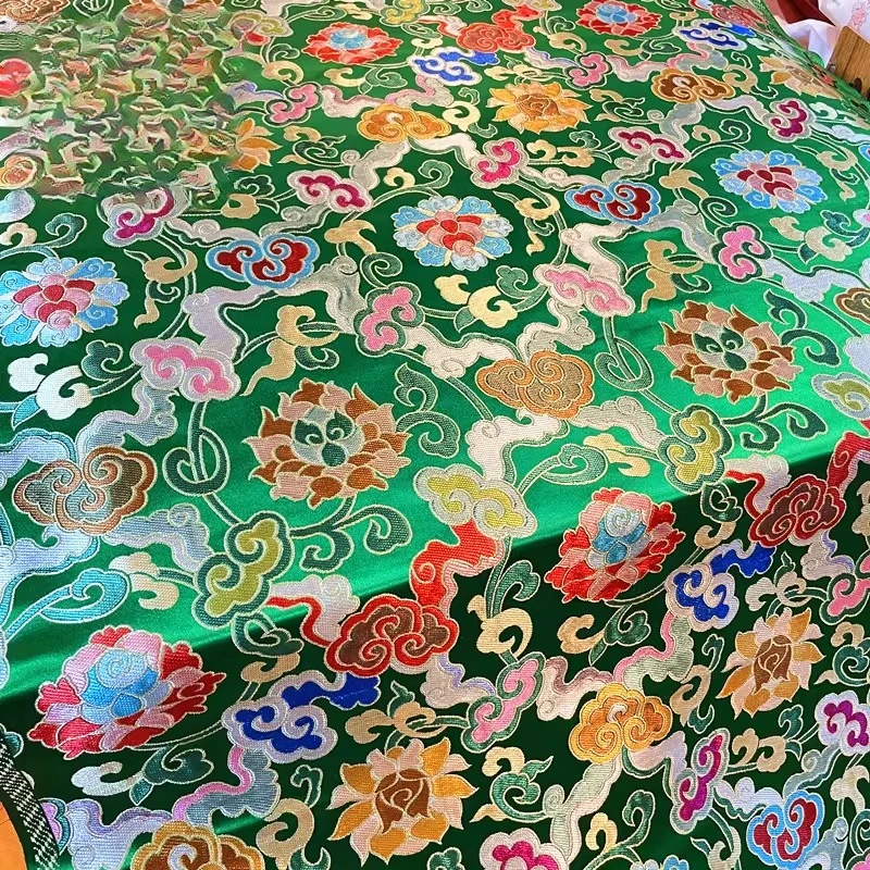 Tibetan Brocade Satin Buddhist Hall Decoration Retro Auspicious Cloud Lotus Pattern Handmade Cushion Multi-color Handmade Gift