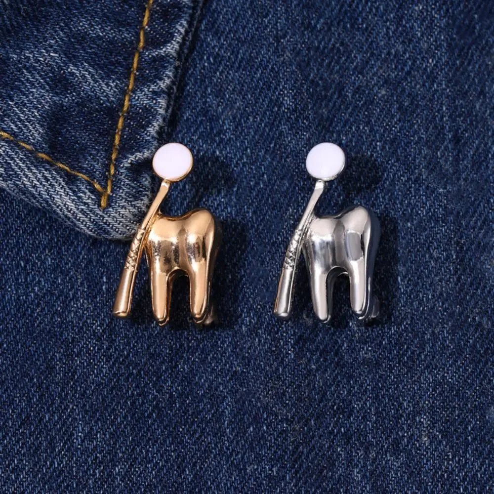Cartoon Zinc Alloy Tooth Shape Brooch Enamel Korean Style Dentist Nurse Enamel Pins Geometric Pin Clothing Accessories
