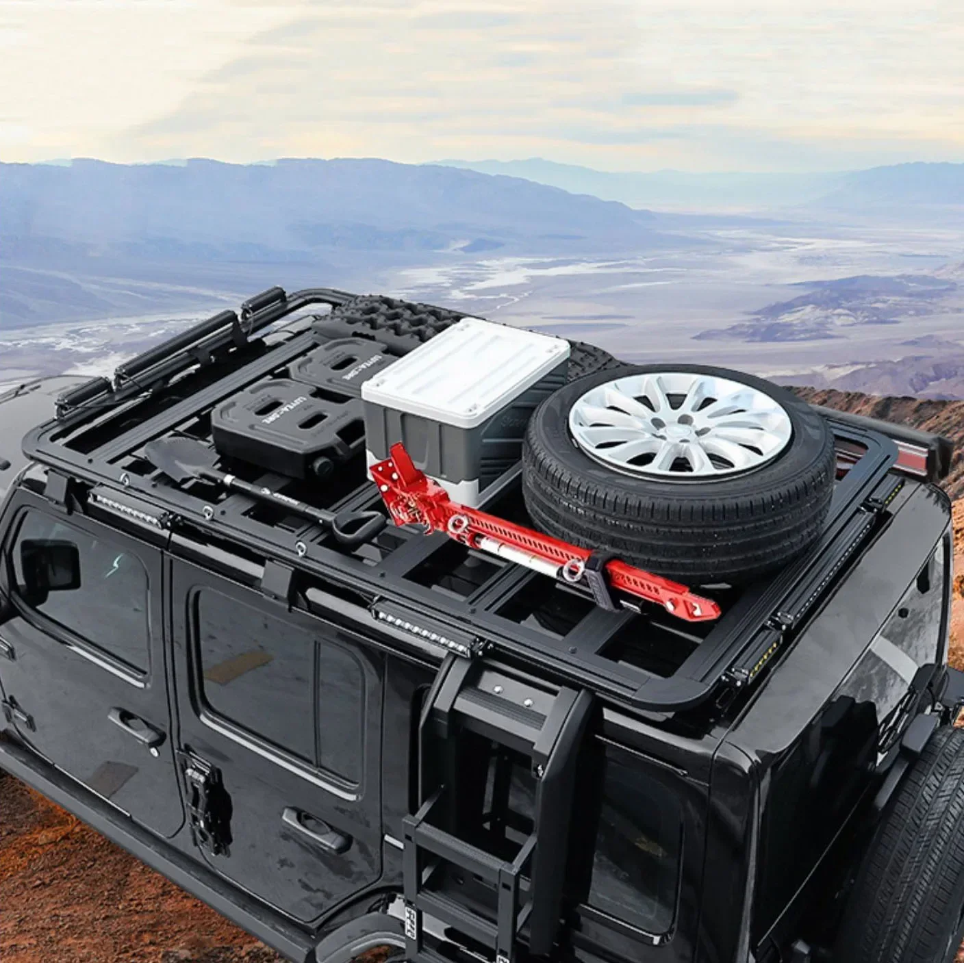 روبيكون جيب رانجلر اكسسوارات سلة الصلب العلوي حامل البضائع الألومنيوم حامل سقفي ل جيب رانجلر JK JL #1