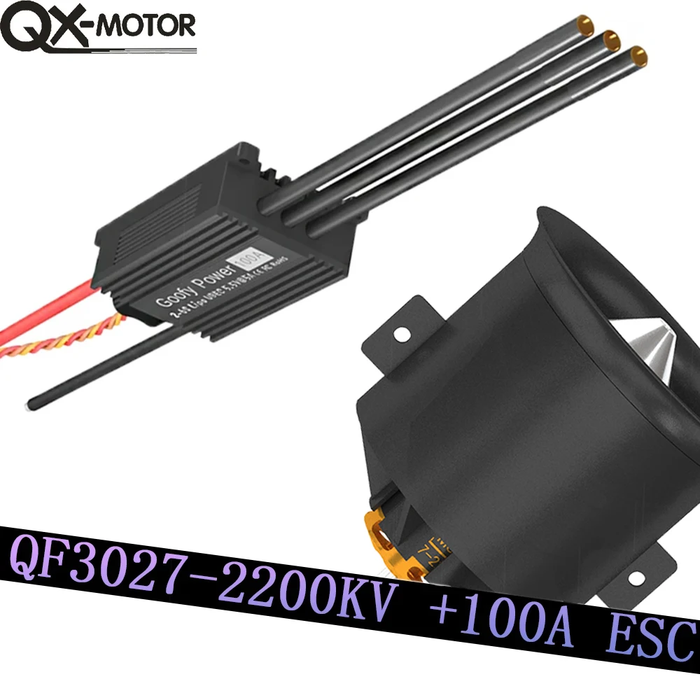 

QX-Motor QF3027-2200KV 70MM EDF Ducted Fan CW CCW Brushless Motor With 100A ESC For Remotet Model Pars