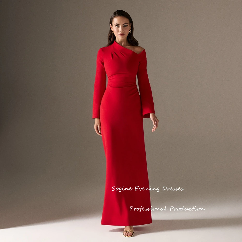 فساتين سهرة رسمية طويلة من الكريب للنساء بدون أكتاف بطول الأرض من فساتين سهلة الأكمام كاملة فيستدوس دي غالا مناسبة رسمية