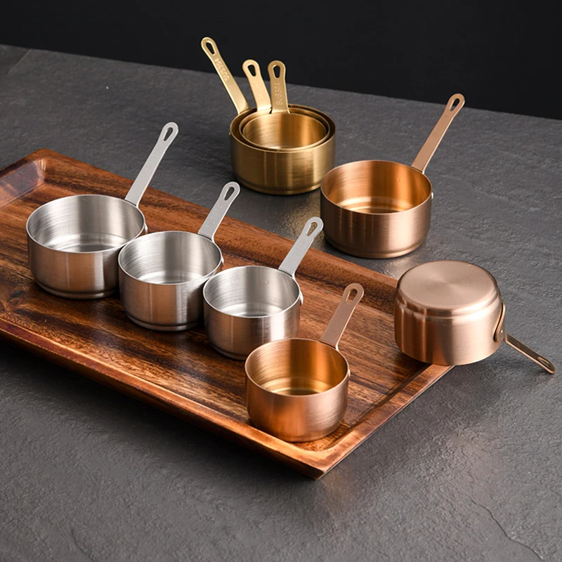 1Pcs 304 Stainless Steel Mini Sauce Pan with Handle Stackable Sauce Cup Picnic Dipping Seasoning Bowls Outdoor Tableware