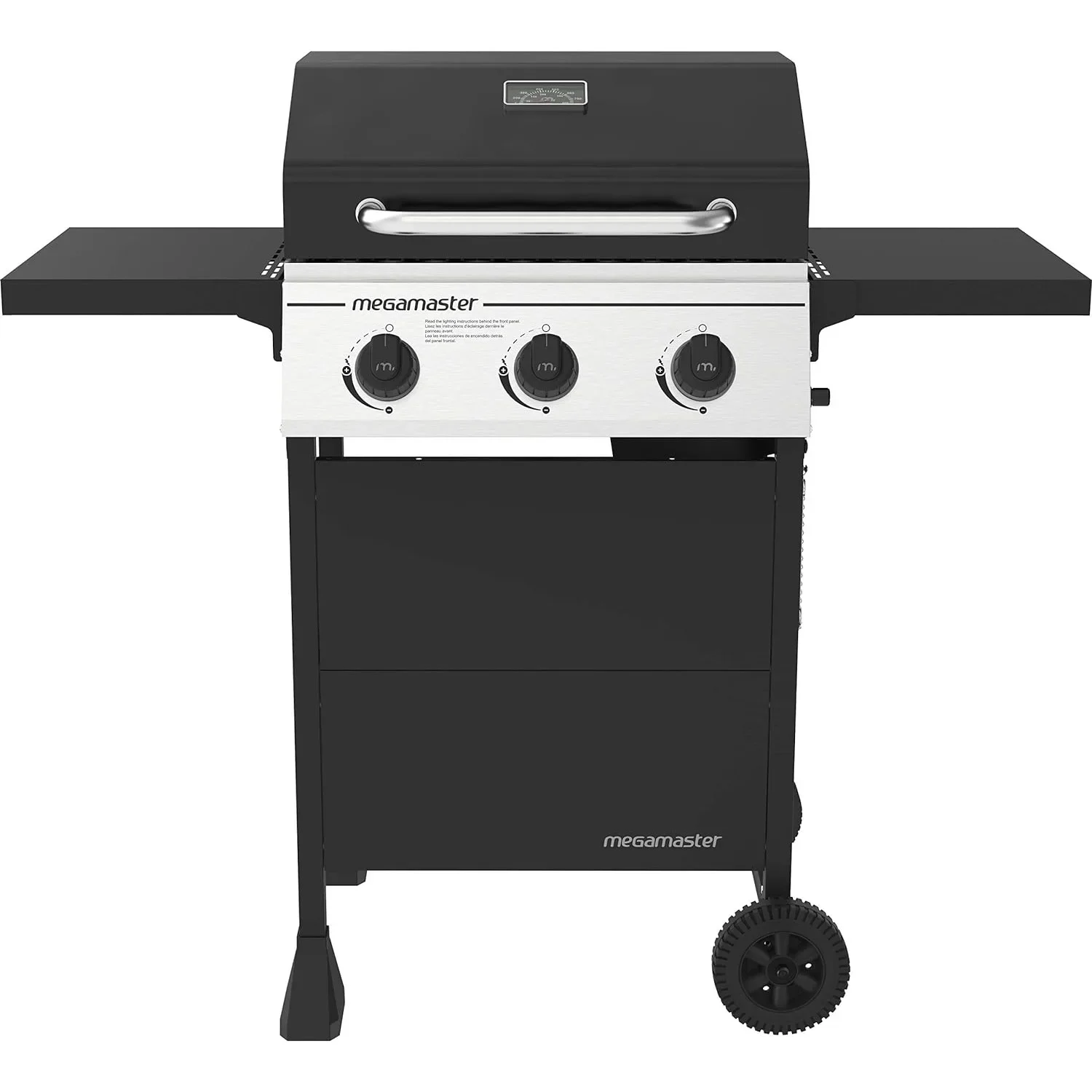 3-Burner Propane Gas Grill with 2 Foldable Side Tables, 30000 BTUs, Perfect for Camping, Outdoor Cooking, Patio