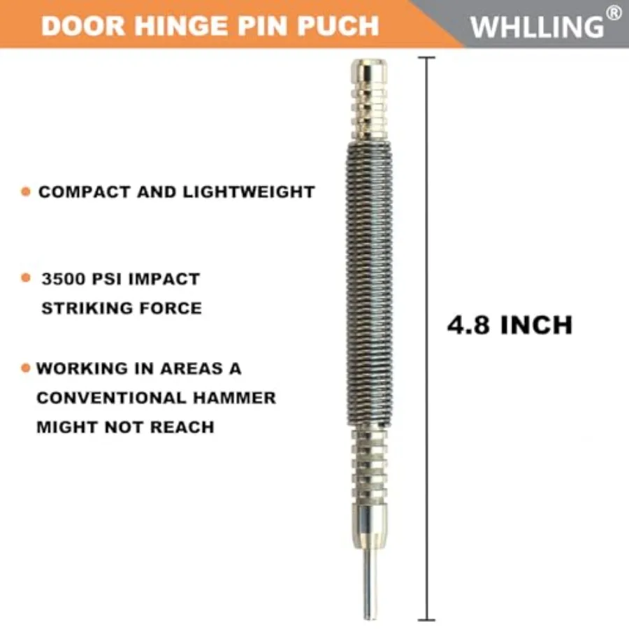 WHLLING Hammerless Door Pin Removal Tool, 3500 PSI Striking Hinge Pin Tool Spring Driven Door Hinge Pin Remover Tool