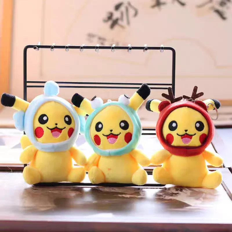 Lovely Pokemon Pikchs Plush Toy Small Pendant Mini Cosplay Frog Pig Deer Elephant PokéMon Bag Keychain Cute Gifts For Children