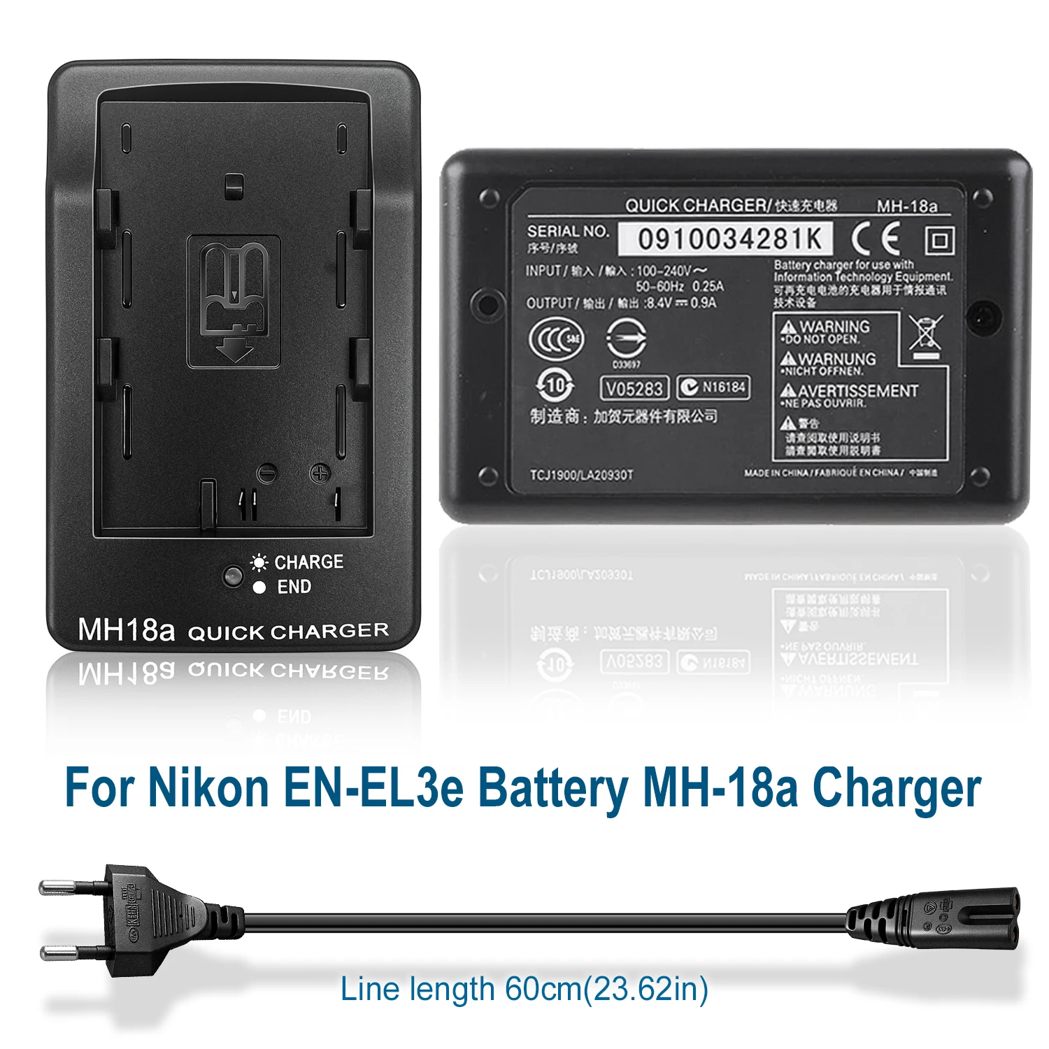 MH-18a Batterieladegerät für Nikon EN-EL3e ENEL3E Akku für D50 D70 D70S D80 D90 D100 D200 D300 D300S D700 Kamera – Detail 1