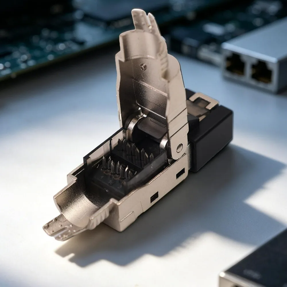 Cat8 Cat7 Cat6A RJ45 Connector Toolless Shielded Reusable Termination Plug Shielded RJ45 Cat6A/7/8 Connectort for Ethernet Cable