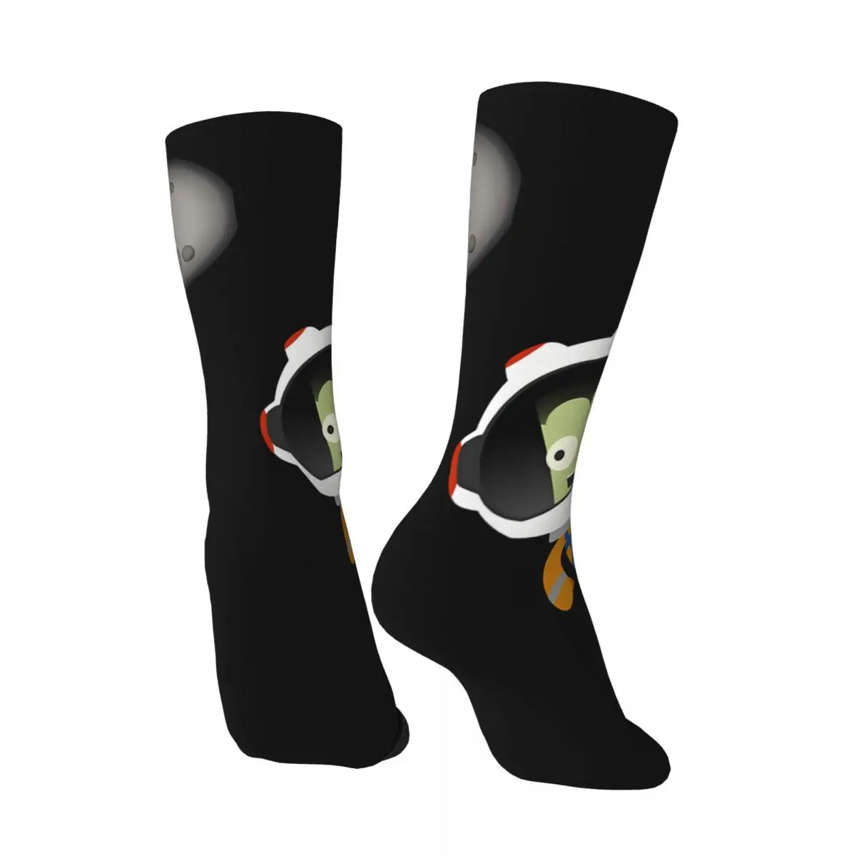 Crazy compression Mun Or Bust Sock for Men Vintage Kerbal Space Program Seamless Pattern Crew Sock Novelty