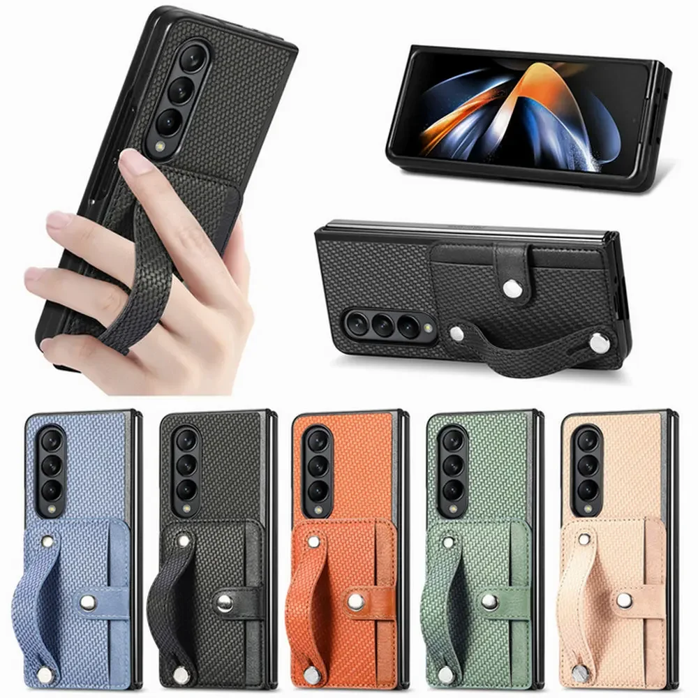 Para Samsung Galaxy Z Fold 6 5 4 3 5G Funda de lujo pulsera de cuero contraportada para Galaxy Z Fold 4 Fold2 Fold 3 5 Fold6 Funda
