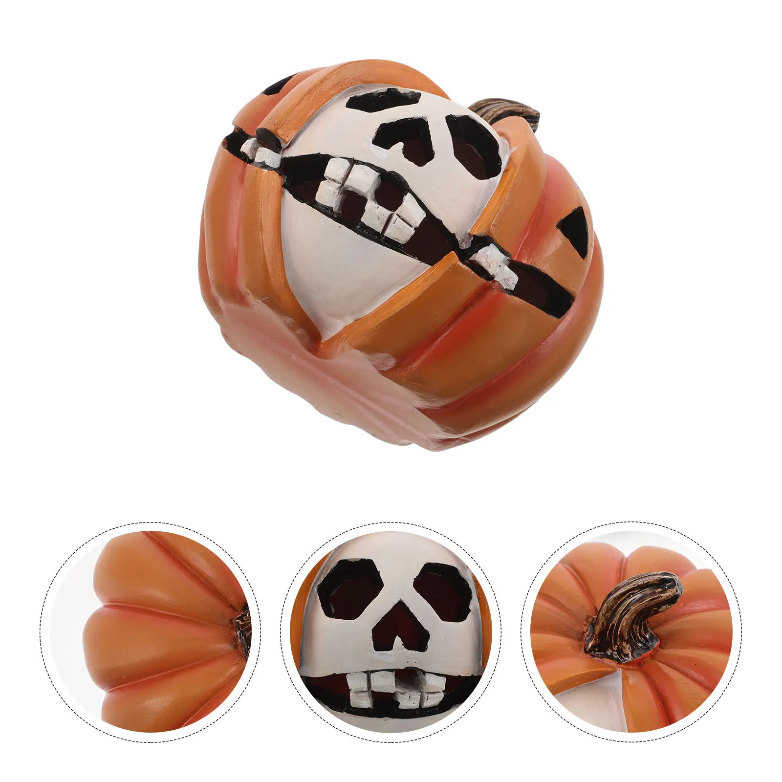 

Elegant Halloween Pumpkin Skull Resin Gothic Decor Spooky Table Centerpiece Longlasting Halloween Pumpkin Decor