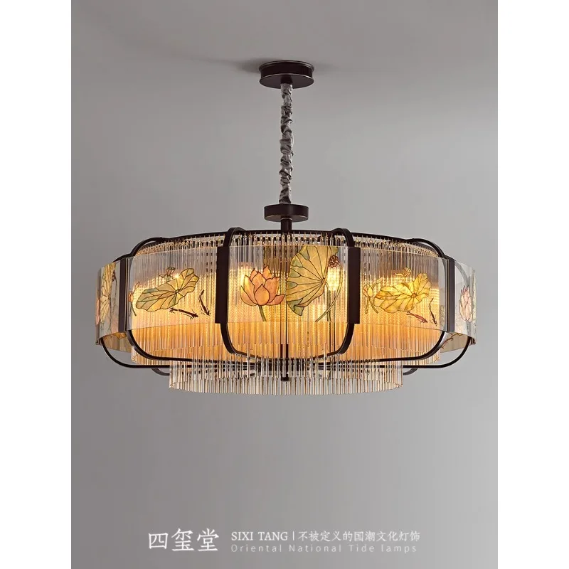 

Hall Sixi, новая китайская люстра, полностью медная эмалированная цветная лампа для гостиной, декоративная лампа для столовой на вилле в китайском стиле