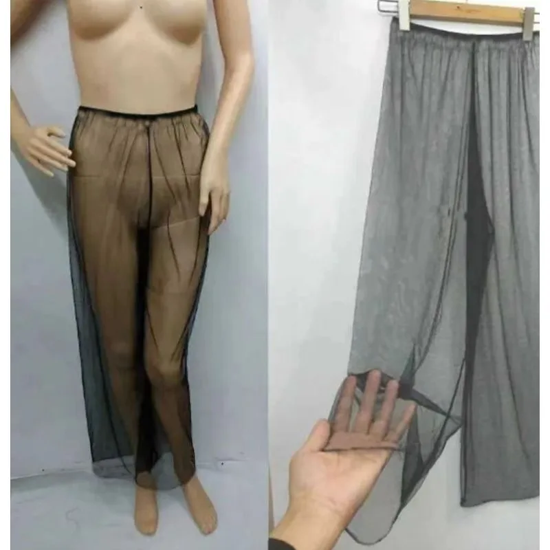 Мужские прозрачные сетчатые брюки, свободные пляжные брюки с защитой от комаров, регулируемые манжеты, удобная прозрачная одежда для сна для рыбалки на открытом воздухе