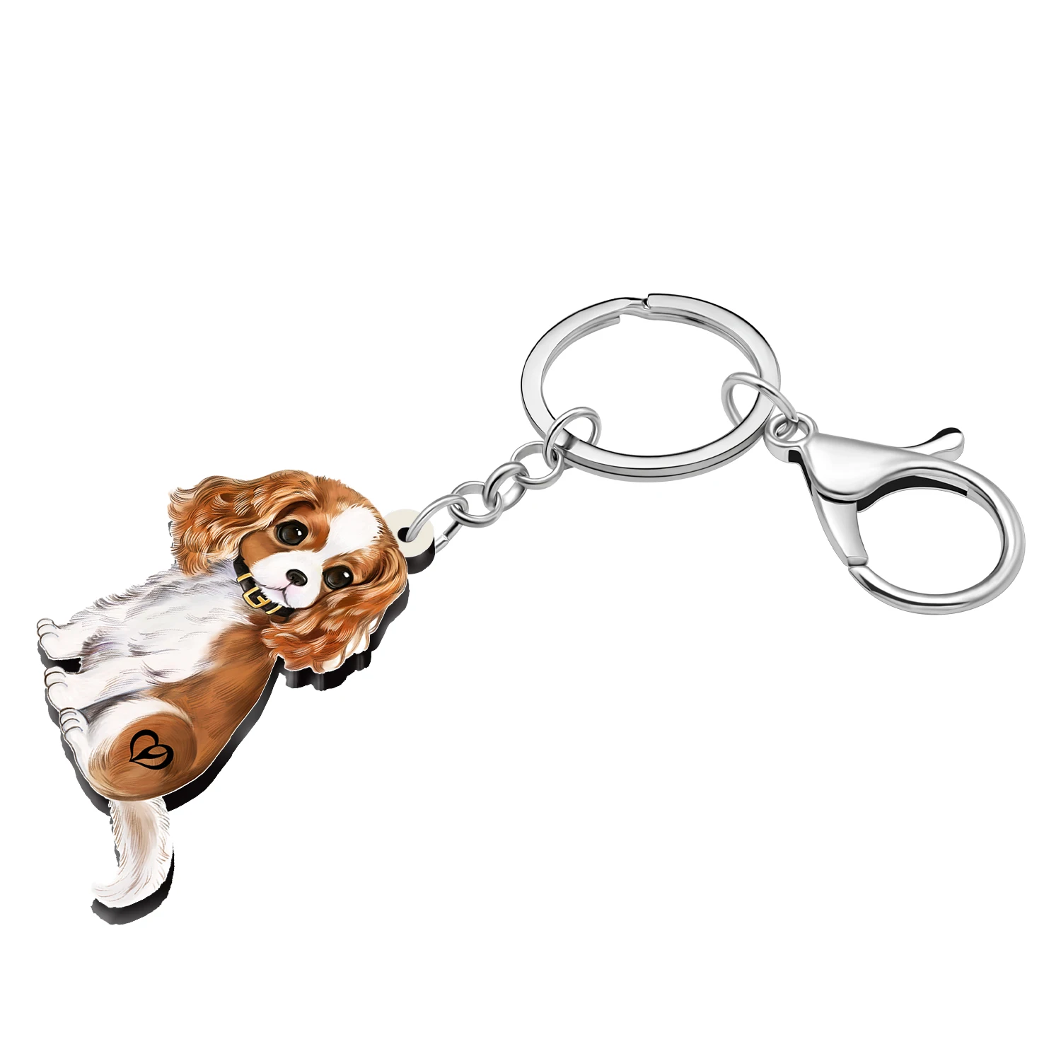 WEVENI Acrylic Gentleman Cavalier King Charies Spaniel Dog Key Chains Key Chain For Womne Kids Teen Charm Car Bag Key Gifts