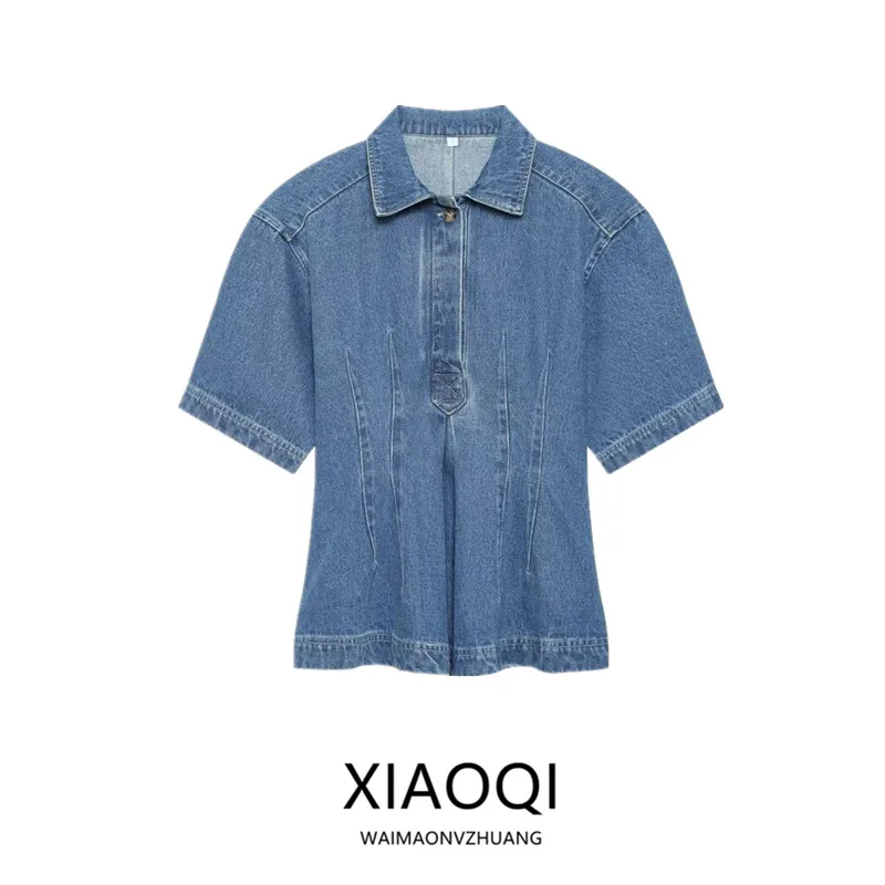 

Spring 2026 Women's Slim Fit Sweet Waist ort Sve Denim irt Faionable Busin Casual Sle Comfortable Regular Thi...