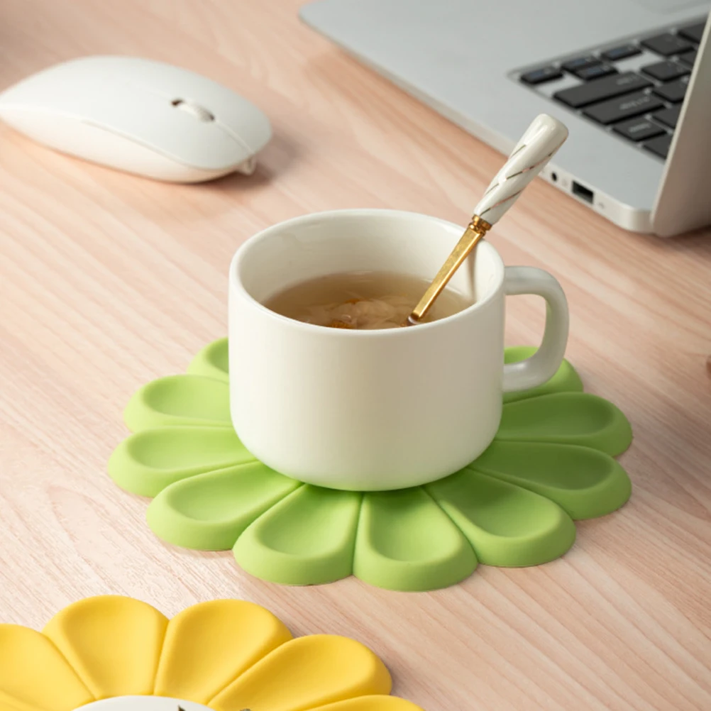 

Silicone Placemats Anti-hot Kitchen Mat Glass Table Plate Pot Holder Daisy Bar Mat Beer Coffee Household Nonstick Heat