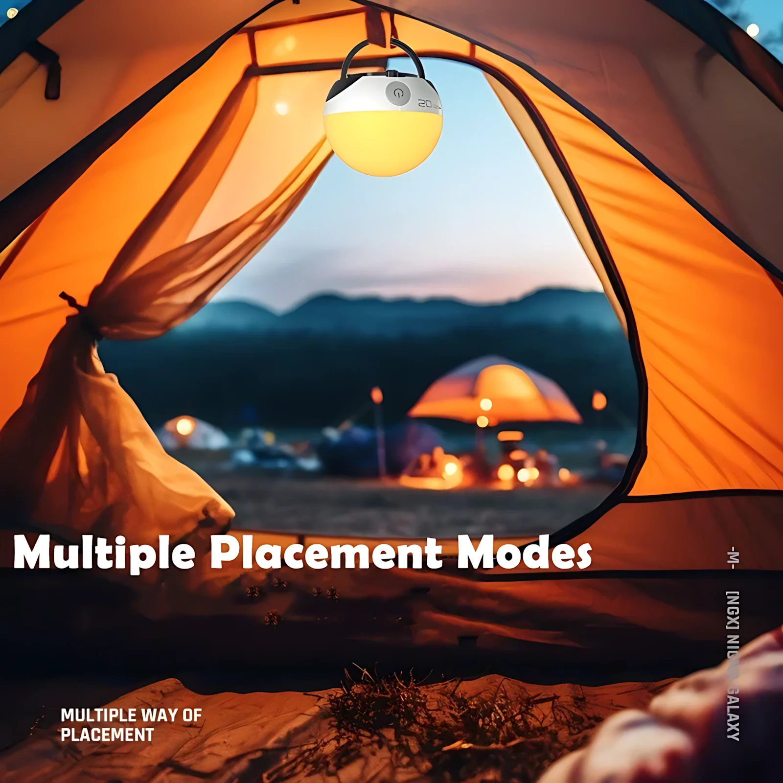 مصباح تخييم محمول RGB 5200 مللي أمبير - قاعدة مغناطيسية، تحكم منزلق بالألوان، شحن نوع-C مقاوم للماء للتخييم/المشي/المنزل