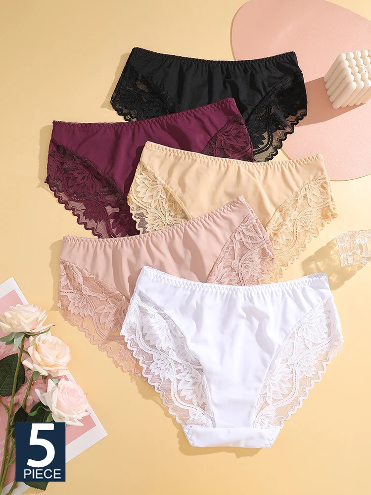 

FINETOO 5 шт. женские трусики изысканное кружевное нижнее белье сексуальное бесшовное нижнее белье для девочек женские трусы больших размеров удобные трусы