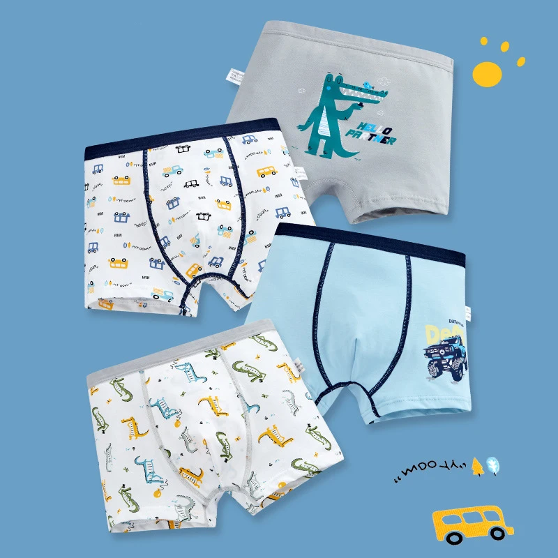 1Pc Cartoon Printed Children\'s Underwear Soft Elastic Cotton Boxer Briefs For Boys Breathable Comfortable Sports Shorts