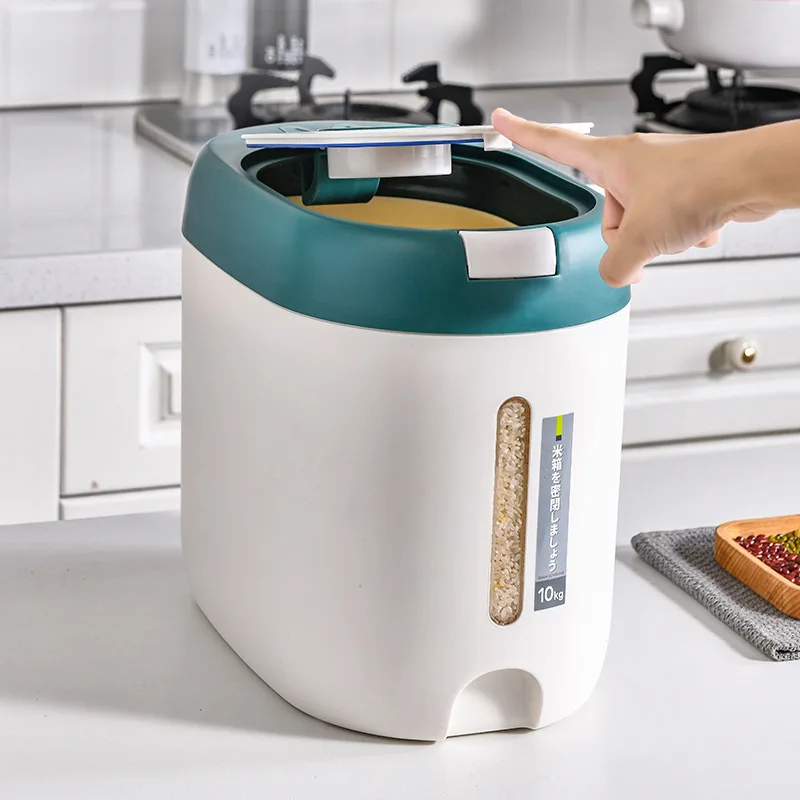 Secchio per riso pressato per uso domestico Scatola per la conservazione del riso sigillata a prova di umidità, cereali, cibo per gatti, serbatoio per la conservazione degli alimenti per cani