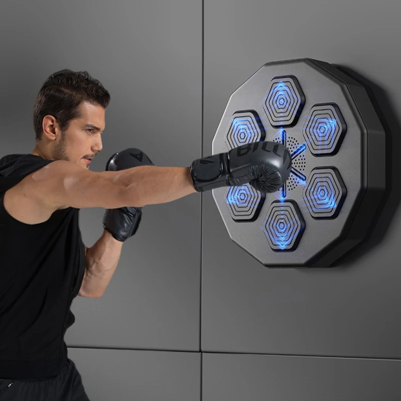 Smart Music LED-Lighted Wall Target Relaxing Reaction Boxing Training Machine with Sandbag for Home Boxers