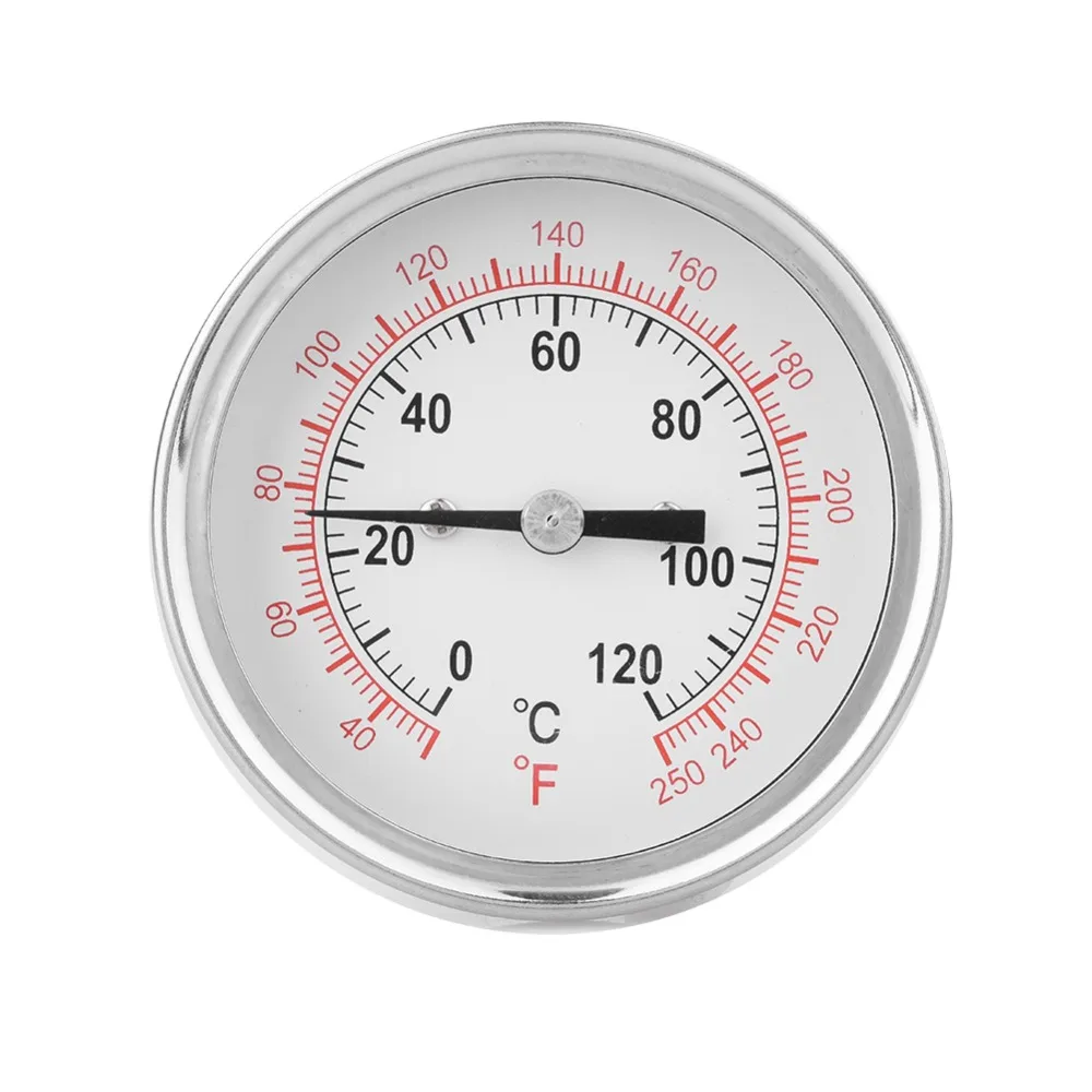Stainless Steel Oven Thermometer Silver Double Scale Meat Thermometer Durable Analog Dial Bimetal Thermometer