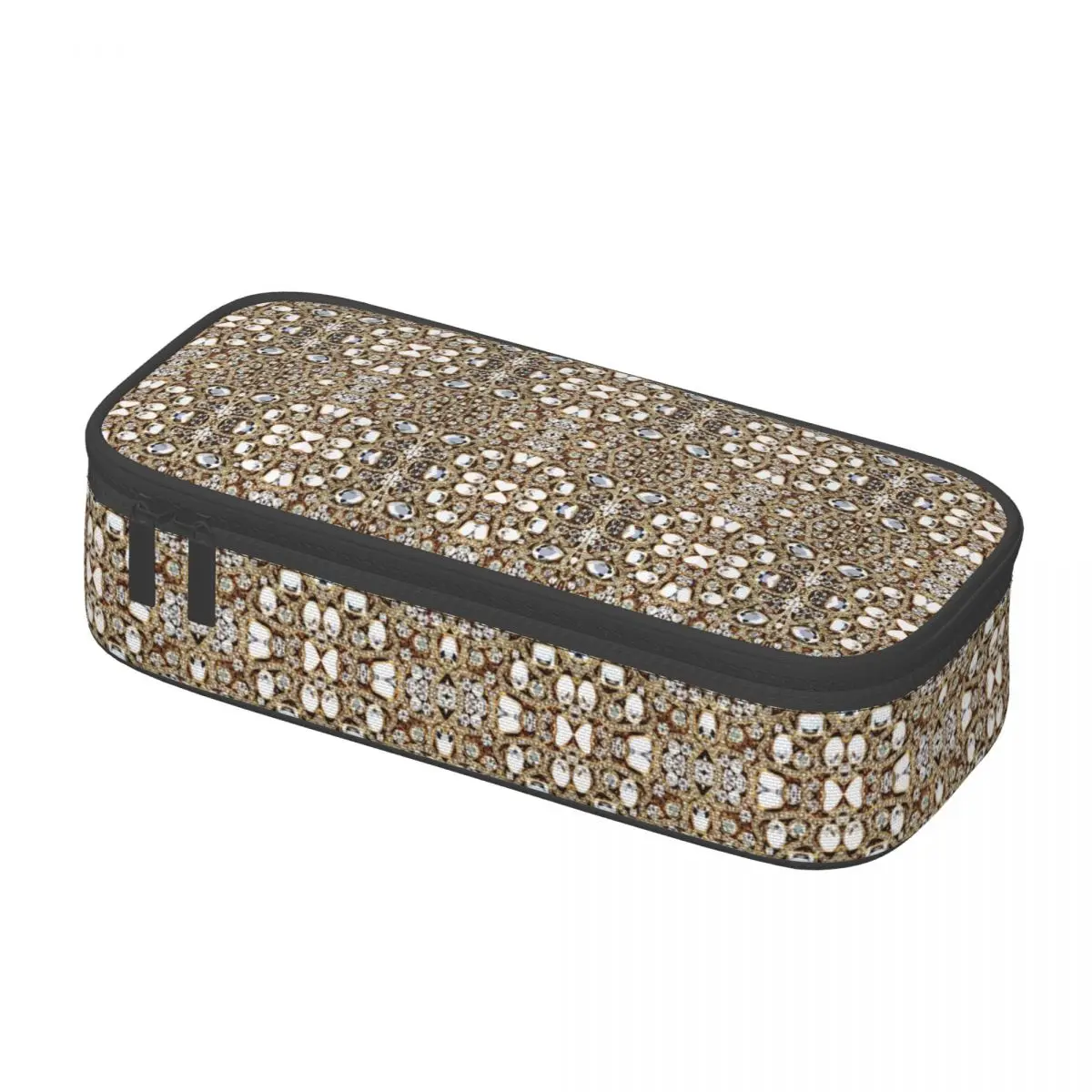 Customized Jewelry Gemstone Silver Crystal School Pencil Cases Glitter Rhinestones Diamonds Pencil Box Students Stationery