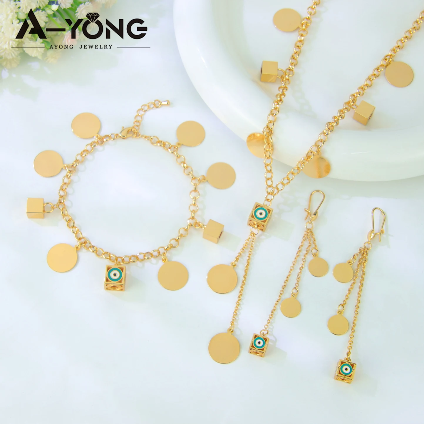 Saudi-Arabien Quaste Schmetterling Schmuck 21k vergoldet Naher Osten Vintage Münzen Halskette Armband Ohrringe Marokkanische Schmuck – Detail 13