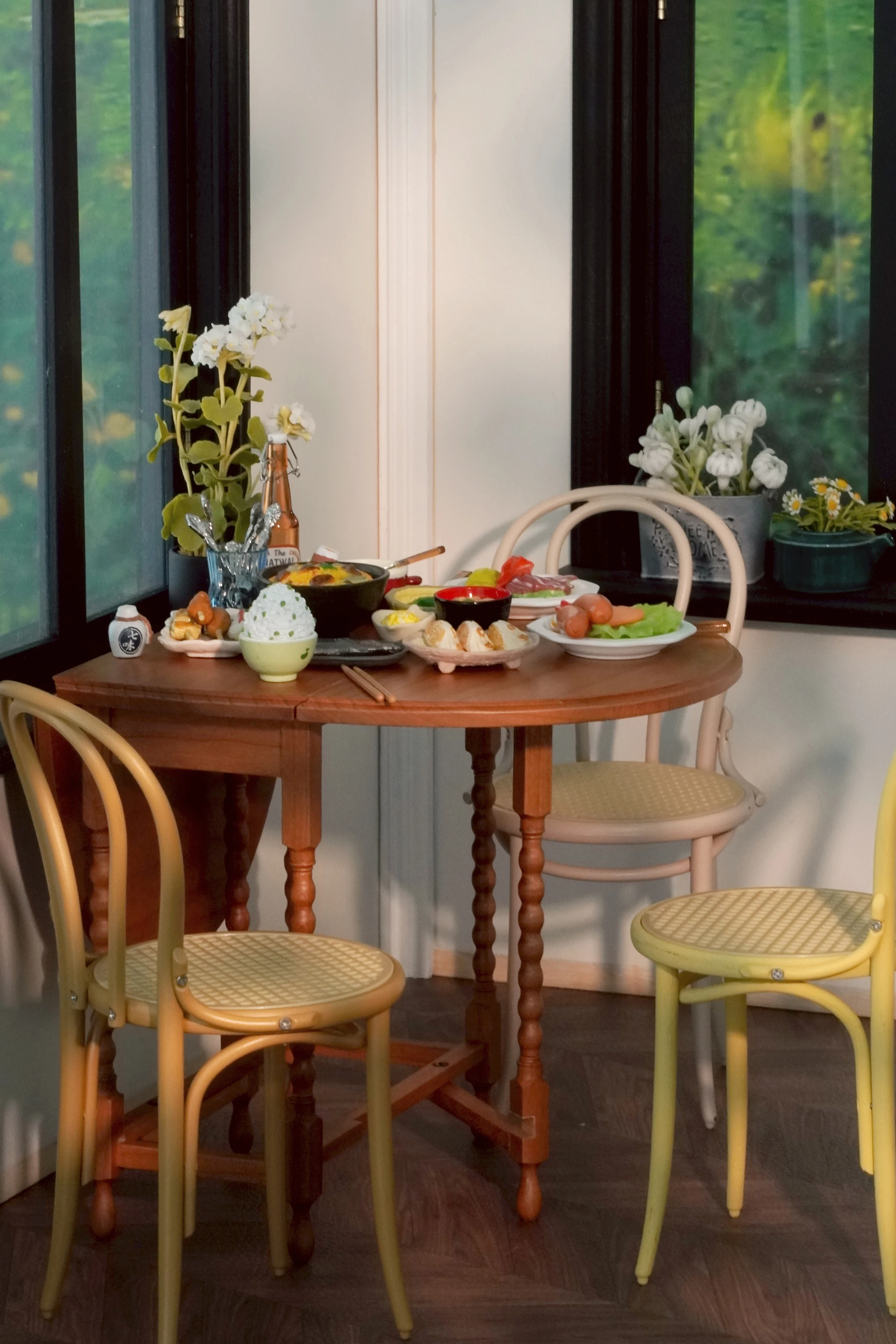 Modelo de casa de muñecas, accesorios para muebles, mini modelo, mesa/mesa auxiliar plegable ovalada grande, 1/6