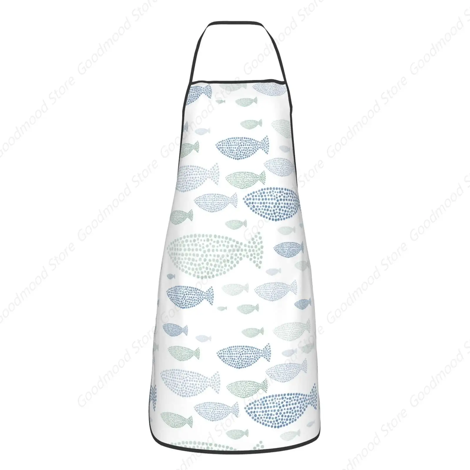 주머니가 달린 여름 바다 앞치마, 만화 바다 동물 물고기 거북이 고래 불가사리, 유니섹스 주방 턱받이, 요리용 목 조절 가능