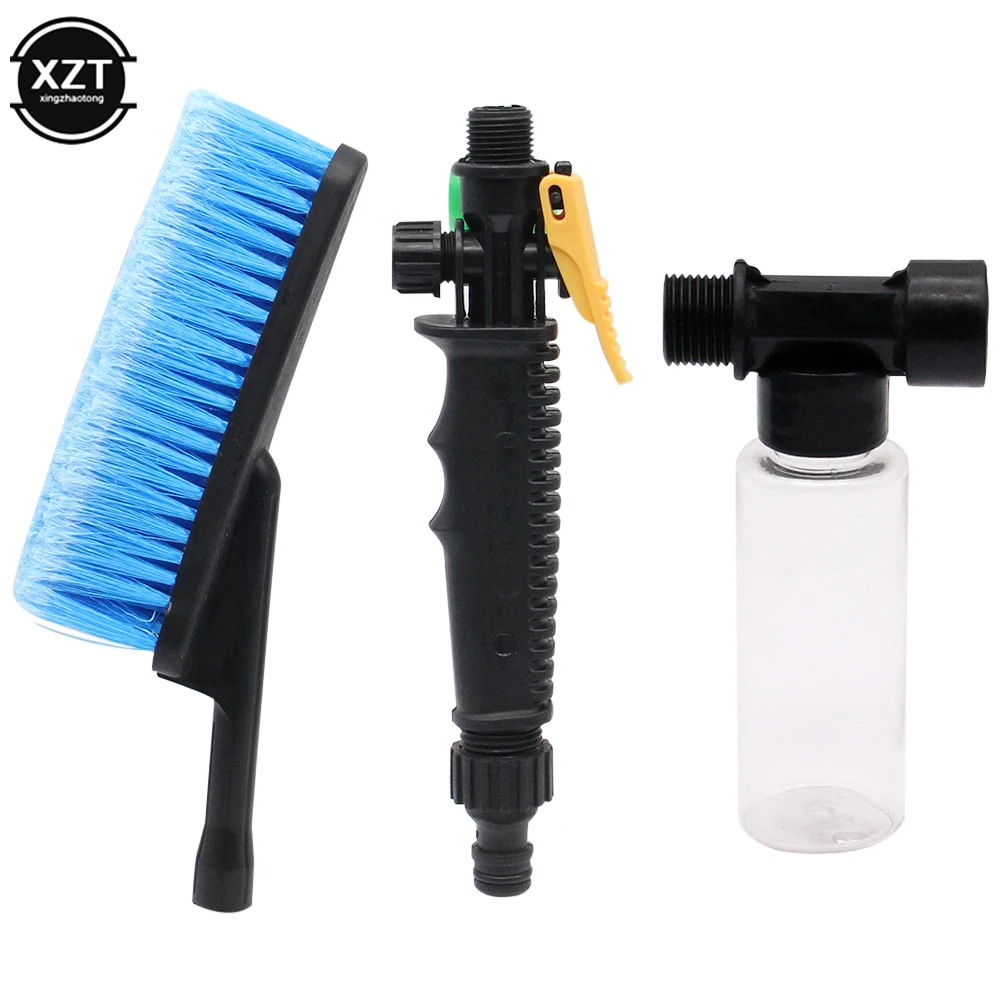 Car Cleaning Brush Tools Car Wash Brush Retractable Long Handle Water Flow Detector Foam Bottle Cleaning