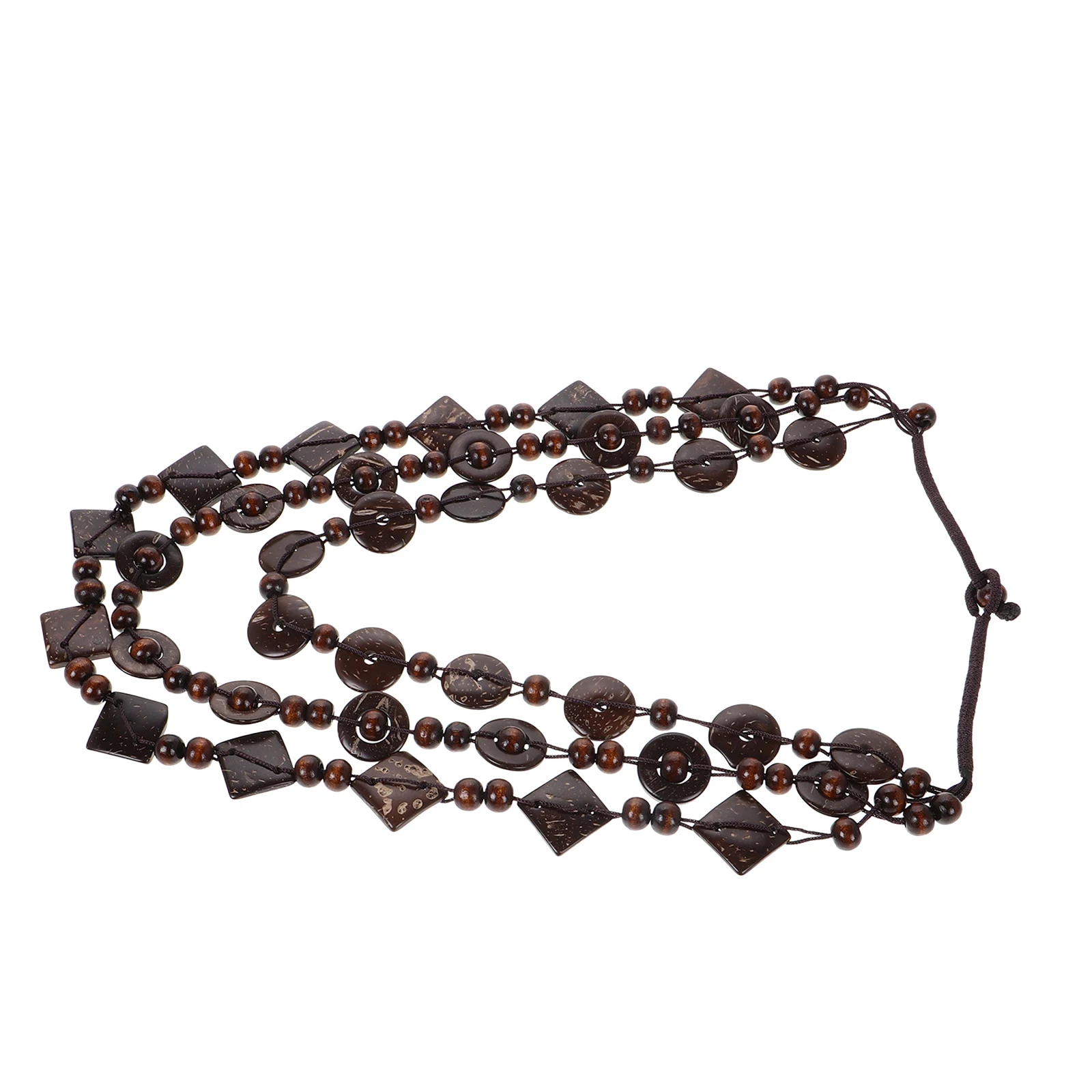 

Handmade Retro Chunky Coconut Wood Bead Necklace Layered Boho Beach Jewelry for Women Summer Vacation Necklace