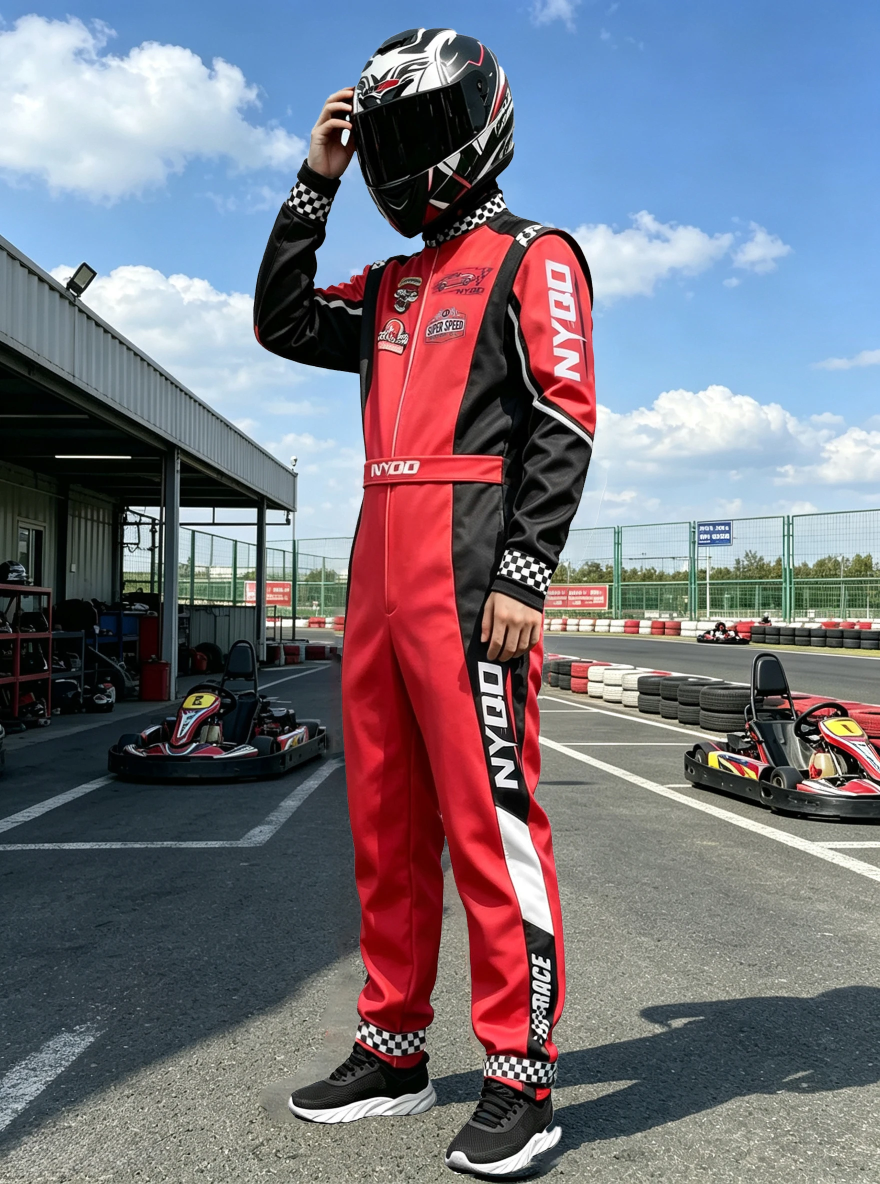 Adult One-piece Kart Racing Training Suit for Men & Women, Karting Riding Outfit for ATV Beach Buggy Off Road Vehicle