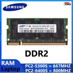 SAMSUNG DDR2 Laptop Memory SODIMM Memoria Non ECC Unbuffered RAM 2GB 4GB 667Mhz PC2-5300S 800MHz PC2-6400S 1.8V CL5 For Notebook