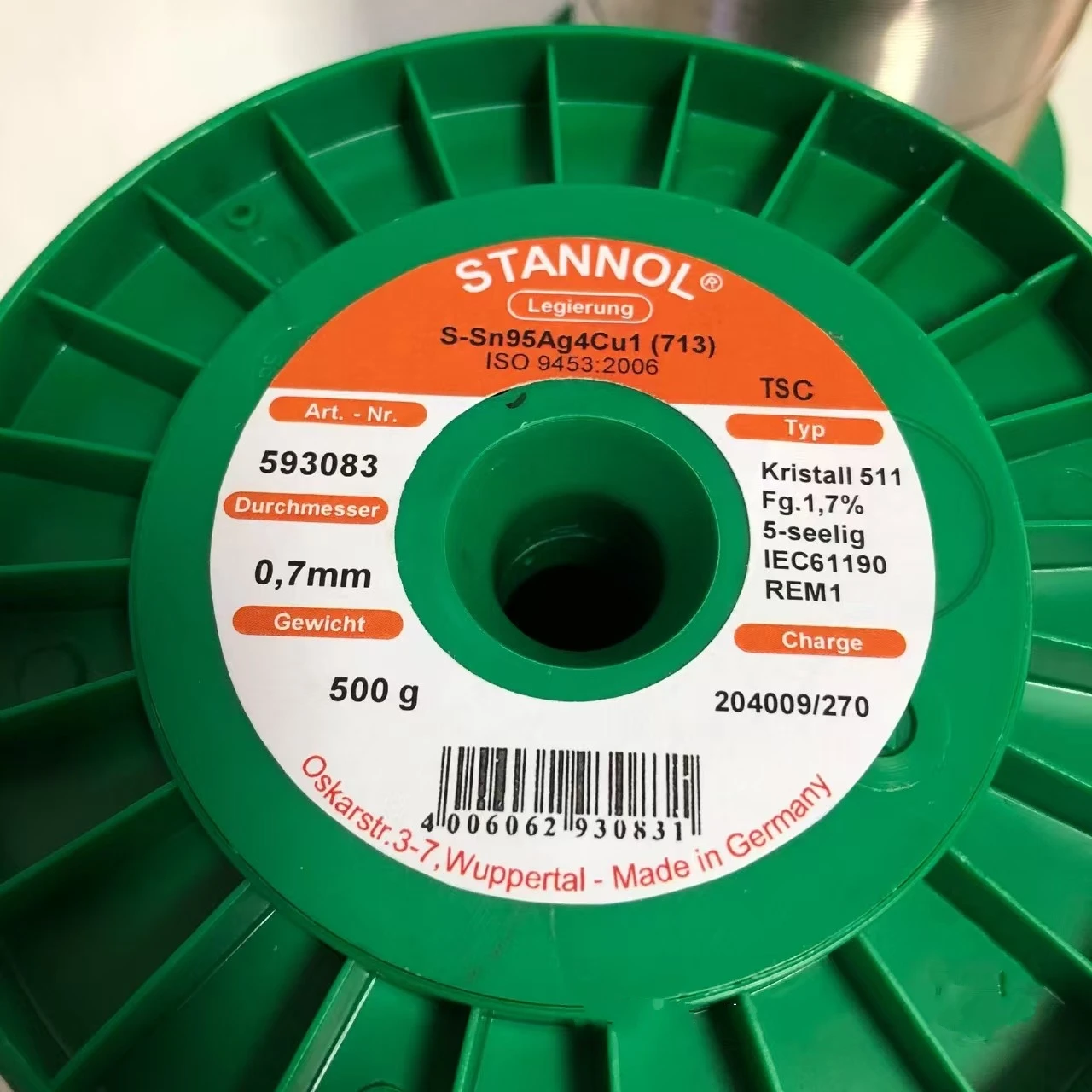 

German Imported Stannol Silver Solder Wire Contains 4% Silver Wire Diameter 0.7mm Solder Wire For Silver-Copper Alloys
