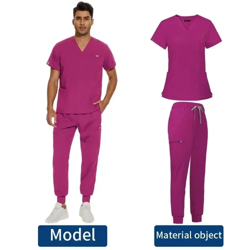 Nieuwe Medische Uniform Scrub Set Surgica Verpleegster Werkkleding Vrouwen Mannen Essentieel Lichtgewicht Slank Klassiek Petite Verpleging Scrubs Pak