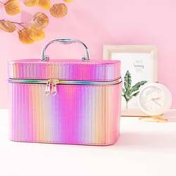 Makeup Artist Professional Makeup Case Large capacity portable makeup storage box PU Mini makeup bag Portable bright color