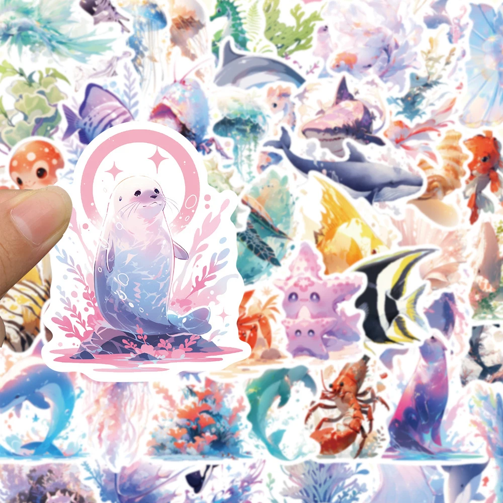 

10/30/50pcs Cartoon Marine Animal Aesthetic Graffiti Stickers Cute Creative Decal Toy DIY Stationery Phone Suitcase Sticker Gift