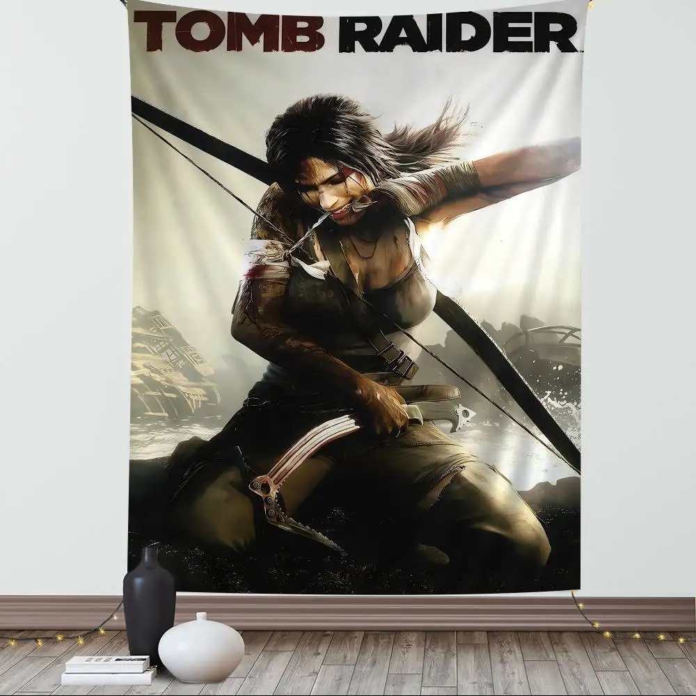 لارا كروفت تومب رايدر الكرتون نسيج الفن الخيال العلمي غرفة ديكور المنزل الجدار الشنق ديكور المنزل #5