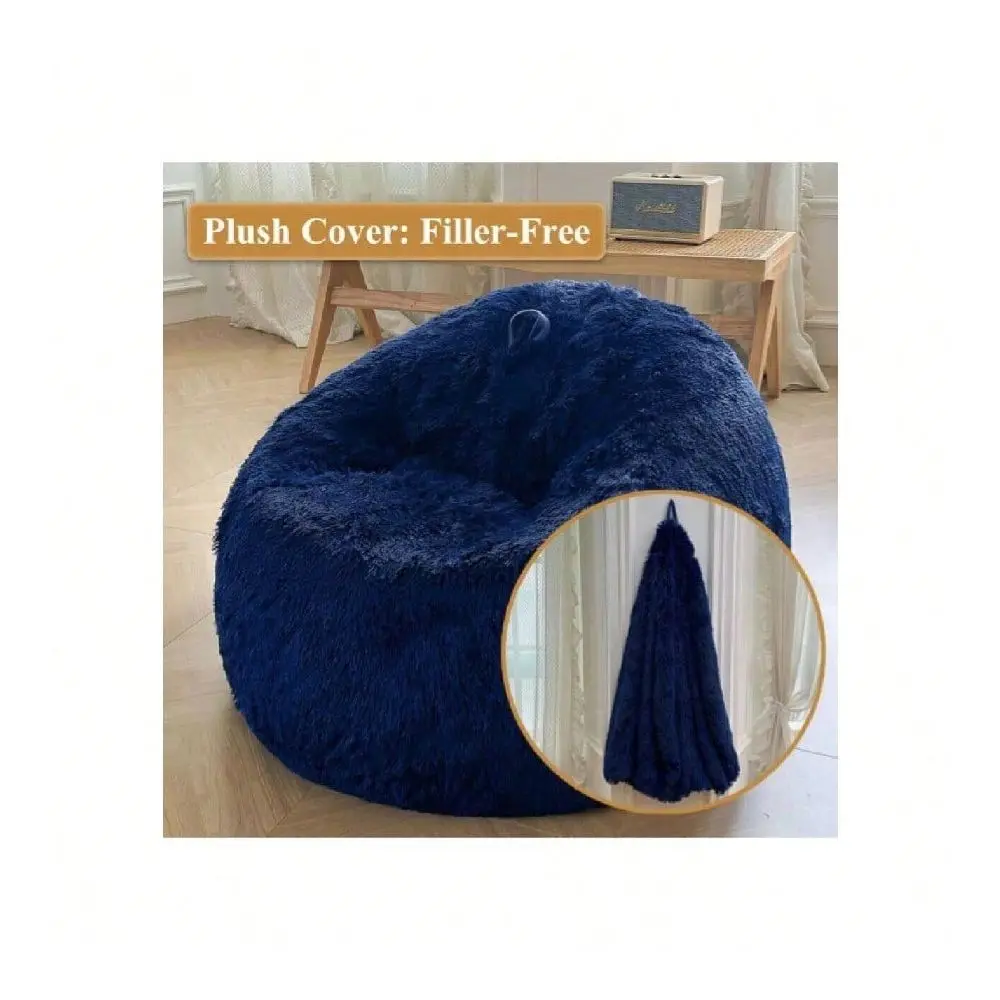 Plush Bean Bag Chair Cover Filling Not Included Washable, UltraSoft Faux Fur Storage Bean Bag Cover Large, Fluffy Bean Bag Chai
