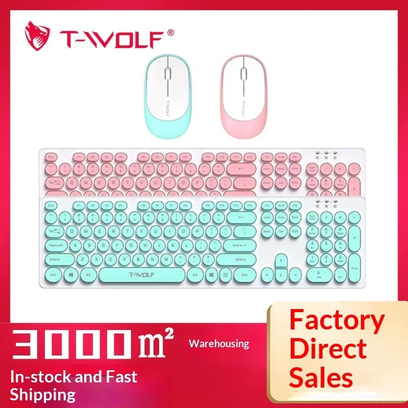 

Беспроводной комплект клавиатуры и мыши T-Wolf Tf770: стильный дизайн, круглые клавиши, USB-подключение, для офиса, бизнеса, дома и повседневного использования