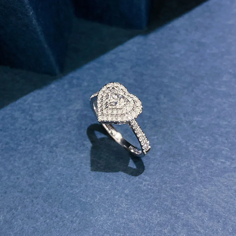 0,5 CT Hauptstein, herzförmiger, im Labor gezüchteter Diamant, KEIN IGI, HPHT, DEF, VS‑VVS, Platin950, edler Schmuck, Damen-Braut-Hochzeitsring, Geschenk – Detail 6